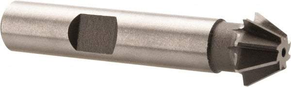 Made in USA - 1/2" Diam x 7/32" Width of Cut, 60° Included Angle, Shank Connection, High Speed Steel Single Angle Cutter - 3/8" Shank Diam, 2-1/8" Overall Length, Right Hand Cut, Uncoated - A1 Tooling