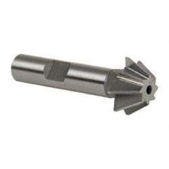 Made in USA - 3/4" Diam x 5/16" Width of Cut, 60° Included Angle, Shank Connection, High Speed Steel Single Angle Cutter - 3/8" Shank Diam, 2-1/8" Overall Length, Right Hand Cut, Uncoated - A1 Tooling