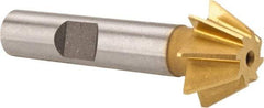 Made in USA - 3/4" Diam x 5/16" Width of Cut, 60° Included Angle, Shank Connection, High Speed Steel Single Angle Cutter - 3/8" Shank Diam, 2-1/8" Overall Length, Right Hand Cut, TiN Coated - A1 Tooling