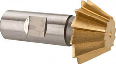 Made in USA - 1-1/2" Diam x 5/8" Width of Cut, 60° Included Angle, Shank Connection, High Speed Steel Single Angle Cutter - 3/4" Shank Diam, 2-3/4" Overall Length, Right Hand Cut, TiN Coated - A1 Tooling