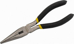 Stanley - 6-3/4" OAL, 2-3/16" Jaw Length x 25/32" Jaw Width, Long Nose Side Cutting Needle Nose Pliers - Serrated Jaw, Cushion Grip Handles - A1 Tooling