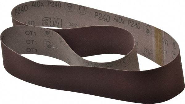 3M - 2-1/2" Wide x 60" OAL, 240 Grit, Aluminum Oxide Abrasive Belt - Aluminum Oxide, Very Fine, Coated, X Weighted Cloth Backing, Series 341D - A1 Tooling