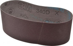 3M - 3" Wide x 21" OAL, 100 Grit, Aluminum Oxide Abrasive Belt - Aluminum Oxide, Fine, Coated, X Weighted Cloth Backing, Series 240D - A1 Tooling