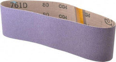 3M - 3" Wide x 24" OAL, 80 Grit, Ceramic Abrasive Belt - Ceramic, Medium, Coated, Y Weighted Cloth Backing, Series 761D - A1 Tooling