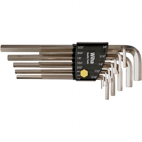 Wiha - 13 Piece, L-Key Long Arm Hex Key Set - 0.05 to 3/8" Range, Nickel Plated - A1 Tooling