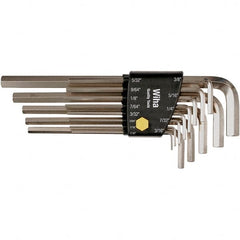 Wiha - 13 Piece, L-Key Long Arm Hex Key Set - 0.05 to 3/8" Range, Nickel Plated - A1 Tooling