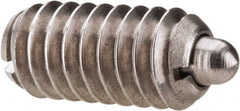 Gibraltar - 1/4-20, 17/32" Thread Length, 0.078" Plunger Projection, Stainless Steel Threaded Spring Plunger - 0.119" Max Plunger Diam, 0.531" Plunger Length, 3 Lb Init End Force, 10.5 Lb Final End Force - A1 Tooling