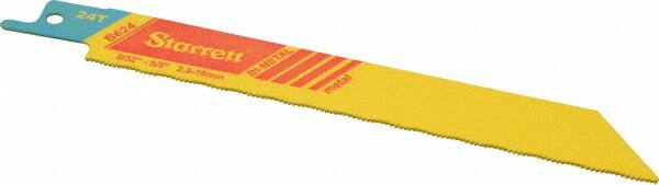 Starrett - 6" Long x 3/4" Thick, Bi-Metal Reciprocating Saw Blade - Straight Profile, 24 TPI, Toothed Edge, Universal Shank - A1 Tooling