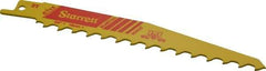 Starrett - 6" Long x 3/4" Thick, Bi-Metal Reciprocating Saw Blade - Tapered Profile, 3 TPI, Toothed Edge, Universal Shank - A1 Tooling