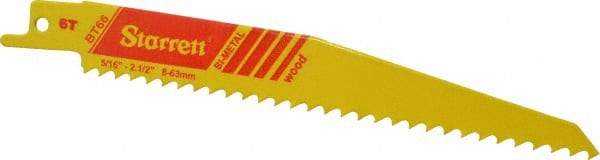 Starrett - 6" Long x 3/4" Thick, Bi-Metal Reciprocating Saw Blade - Tapered Profile, 6 TPI, Toothed Edge, Universal Shank - A1 Tooling