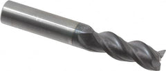 Accupro - 3/8", 3 Flute, Single End, Solid Carbide, 0.015" Corner Radius End Mill - 2-1/2" OAL, 40° Helix, Right Hand Flute, 7/8" LOC, Right Hand Cut - A1 Tooling