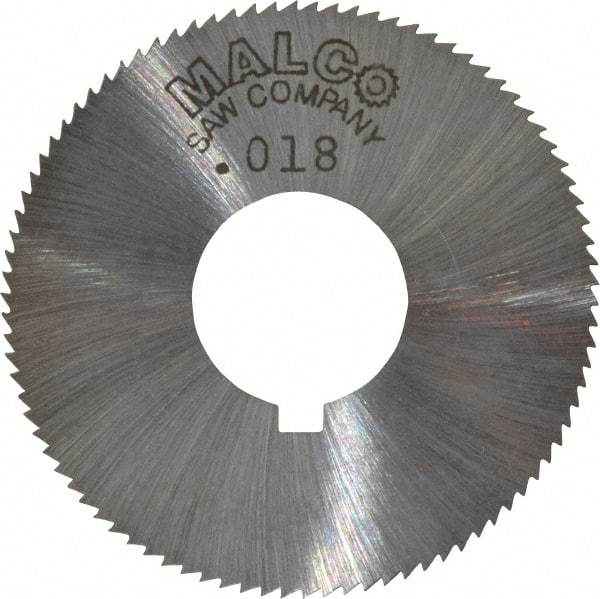 Made in USA - 1-3/4" Diam x 0.018" Blade Thickness x 5/8" Arbor Hole Diam, 90 Tooth Slitting and Slotting Saw - Arbor Connection, Right Hand, Uncoated, High Speed Steel, Concave Ground, Contains Keyway - A1 Tooling