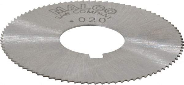 Made in USA - 1-3/4" Diam x 0.02" Blade Thickness x 5/8" Arbor Hole Diam, 90 Tooth Slitting and Slotting Saw - Arbor Connection, Right Hand, Uncoated, High Speed Steel, Concave Ground, Contains Keyway - A1 Tooling