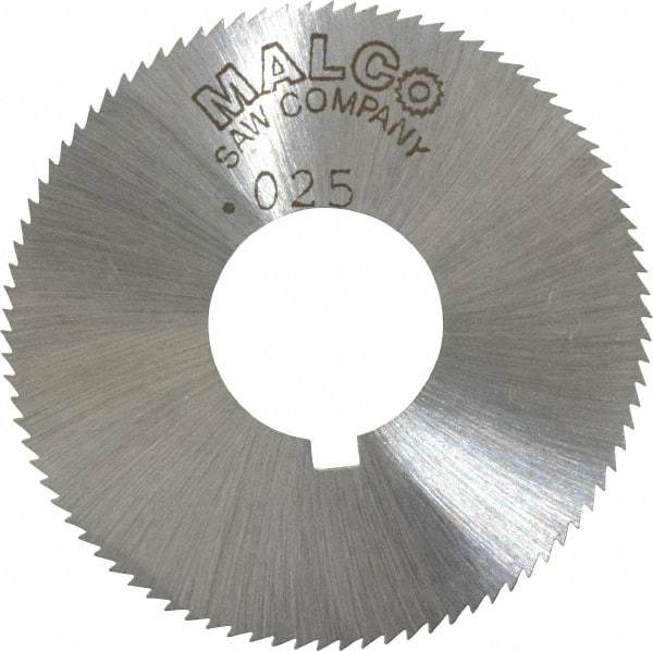 Made in USA - 1-3/4" Diam x 0.025" Blade Thickness x 5/8" Arbor Hole Diam, 90 Tooth Slitting and Slotting Saw - Arbor Connection, Right Hand, Uncoated, High Speed Steel, Concave Ground, Contains Keyway - A1 Tooling