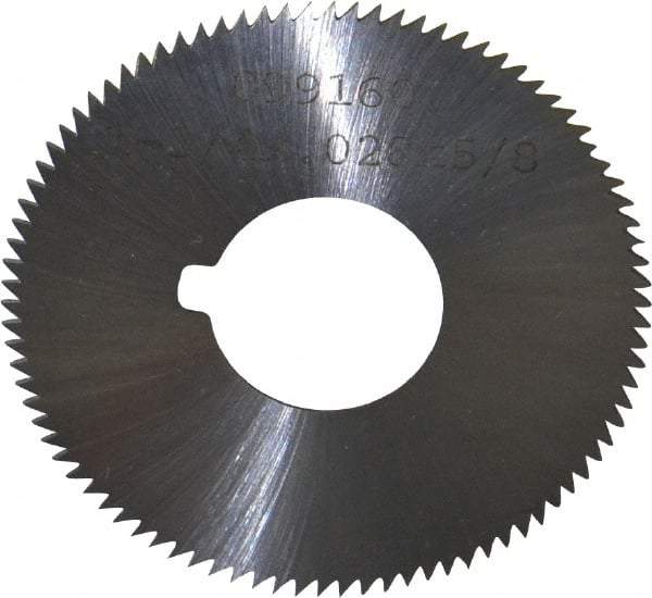 Made in USA - 1-3/4" Diam x 0.028" Blade Thickness x 5/8" Arbor Hole Diam, 90 Tooth Slitting and Slotting Saw - Arbor Connection, Right Hand, Uncoated, High Speed Steel, Concave Ground, Contains Keyway - A1 Tooling