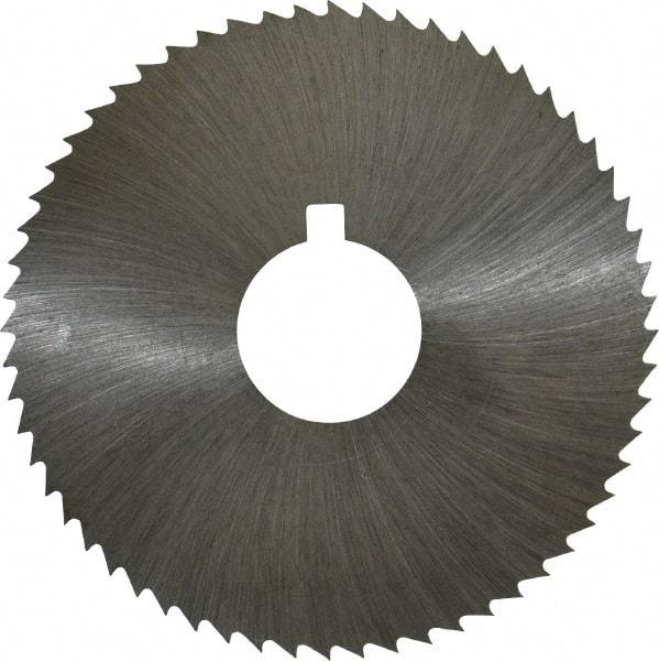 Made in USA - 2-1/4" Diam x 0.008" Blade Thickness x 5/8" Arbor Hole Diam, 60 Tooth Slitting and Slotting Saw - Arbor Connection, Right Hand, Uncoated, High Speed Steel, Concave Ground, Contains Keyway - A1 Tooling