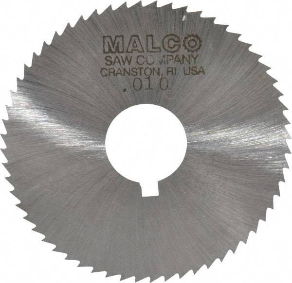 Made in USA - 2-1/4" Diam x 0.01" Blade Thickness x 5/8" Arbor Hole Diam, 60 Tooth Slitting and Slotting Saw - Arbor Connection, Right Hand, Uncoated, High Speed Steel, Concave Ground, Contains Keyway - A1 Tooling