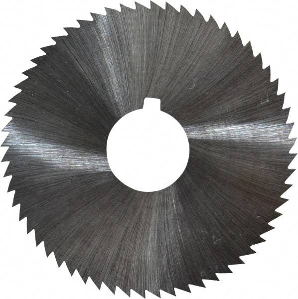 Made in USA - 2-1/4" Diam x 0.012" Blade Thickness x 5/8" Arbor Hole Diam, 60 Tooth Slitting and Slotting Saw - Arbor Connection, Right Hand, Uncoated, High Speed Steel, Concave Ground, Contains Keyway - A1 Tooling