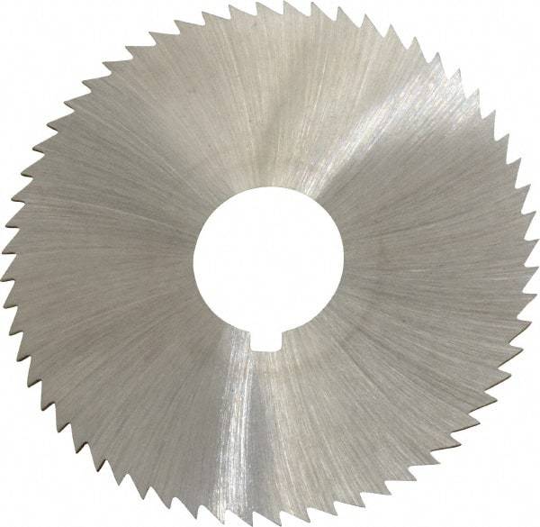 Made in USA - 2-1/4" Diam x 0.036" Blade Thickness x 5/8" Arbor Hole Diam, 60 Tooth Slitting and Slotting Saw - Arbor Connection, Right Hand, Uncoated, High Speed Steel, Concave Ground, Contains Keyway - A1 Tooling