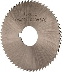 Made in USA - 2-1/4" Diam x 0.04" Blade Thickness x 5/8" Arbor Hole Diam, 60 Tooth Slitting and Slotting Saw - Arbor Connection, Right Hand, Uncoated, High Speed Steel, Concave Ground, Contains Keyway - A1 Tooling