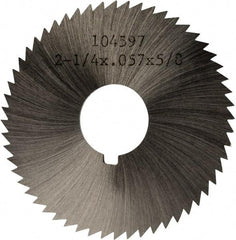 Made in USA - 2-1/4" Diam x 0.057" Blade Thickness x 5/8" Arbor Hole Diam, 60 Tooth Slitting and Slotting Saw - Arbor Connection, Right Hand, Uncoated, High Speed Steel, Concave Ground, Contains Keyway - A1 Tooling