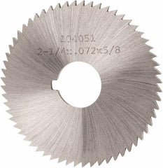 Made in USA - 2-1/4" Diam x 0.072" Blade Thickness x 5/8" Arbor Hole Diam, 60 Tooth Slitting and Slotting Saw - Arbor Connection, Right Hand, Uncoated, High Speed Steel, Concave Ground, Contains Keyway - A1 Tooling