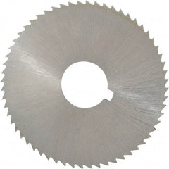 Made in USA - 2-1/4" Diam x 0.091" Blade Thickness x 5/8" Arbor Hole Diam, 60 Tooth Slitting and Slotting Saw - Arbor Connection, Right Hand, Uncoated, High Speed Steel, Concave Ground, Contains Keyway - A1 Tooling