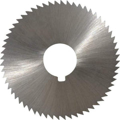 Made in USA - 2-1/4" Diam x 0.102" Blade Thickness x 5/8" Arbor Hole Diam, 60 Tooth Slitting and Slotting Saw - Arbor Connection, Right Hand, Uncoated, High Speed Steel, Concave Ground, Contains Keyway - A1 Tooling