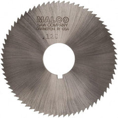 Made in USA - 2-3/4" Diam x 0.128" Blade Thickness x 3/4" Arbor Hole Diam, 72 Tooth Slitting and Slotting Saw - Arbor Connection, Right Hand, Uncoated, High Speed Steel, Concave Ground, Contains Keyway - A1 Tooling