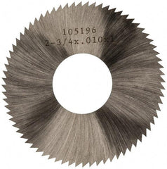 Made in USA - 2-3/4" Diam x 0.01" Blade Thickness x 1" Arbor Hole Diam, 72 Tooth Slitting and Slotting Saw - Arbor Connection, Right Hand, Uncoated, High Speed Steel, Concave Ground, Contains Keyway - A1 Tooling