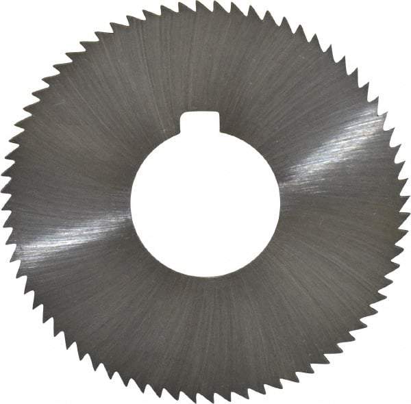 Made in USA - 2-3/4" Diam x 0.057" Blade Thickness x 1" Arbor Hole Diam, 72 Tooth Slitting and Slotting Saw - Arbor Connection, Right Hand, Uncoated, High Speed Steel, Concave Ground, Contains Keyway - A1 Tooling