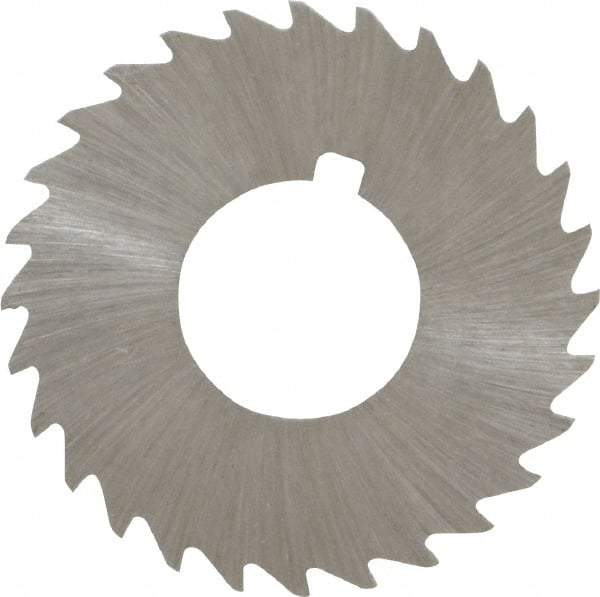 Made in USA - 1-1/4" Diam x 1/32" Blade Thickness x 1/2" Arbor Hole Diam, 28 Tooth Slitting and Slotting Saw - Arbor Connection, Right Hand, Uncoated, High Speed Steel, Concave Ground, Contains Keyway - A1 Tooling