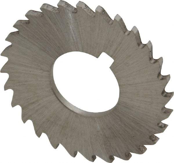 Made in USA - 1-1/4" Diam x 1/16" Blade Thickness x 1/2" Arbor Hole Diam, 28 Tooth Slitting and Slotting Saw - Arbor Connection, Right Hand, Uncoated, High Speed Steel, Concave Ground, Contains Keyway - A1 Tooling