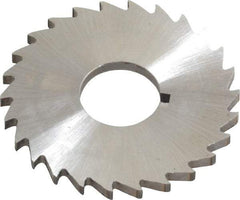 Made in USA - 1-1/2" Diam x 3/32" Blade Thickness x 1/2" Arbor Hole Diam, 26 Tooth Slitting and Slotting Saw - Arbor Connection, Right Hand, Uncoated, High Speed Steel, Concave Ground, Contains Keyway - A1 Tooling