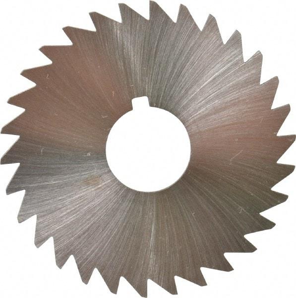 Made in USA - 1-3/4" Diam x 1/16" Blade Thickness x 1/2" Arbor Hole Diam, 30 Tooth Slitting and Slotting Saw - Arbor Connection, Right Hand, Uncoated, High Speed Steel, Concave Ground, Contains Keyway - A1 Tooling