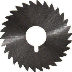 Made in USA - 1-3/4" Diam x 3/32" Blade Thickness x 1/2" Arbor Hole Diam, 30 Tooth Slitting and Slotting Saw - Arbor Connection, Right Hand, Uncoated, High Speed Steel, Concave Ground, Contains Keyway - A1 Tooling