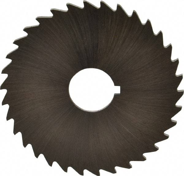 Made in USA - 2" Diam x 1/16" Blade Thickness x 1/2" Arbor Hole Diam, 34 Tooth Slitting and Slotting Saw - Arbor Connection, Right Hand, Uncoated, High Speed Steel, Concave Ground, Contains Keyway - A1 Tooling