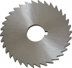 Made in USA - 2" Diam x 3/32" Blade Thickness x 1/2" Arbor Hole Diam, 34 Tooth Slitting and Slotting Saw - Arbor Connection, Right Hand, Uncoated, High Speed Steel, Concave Ground, Contains Keyway - A1 Tooling