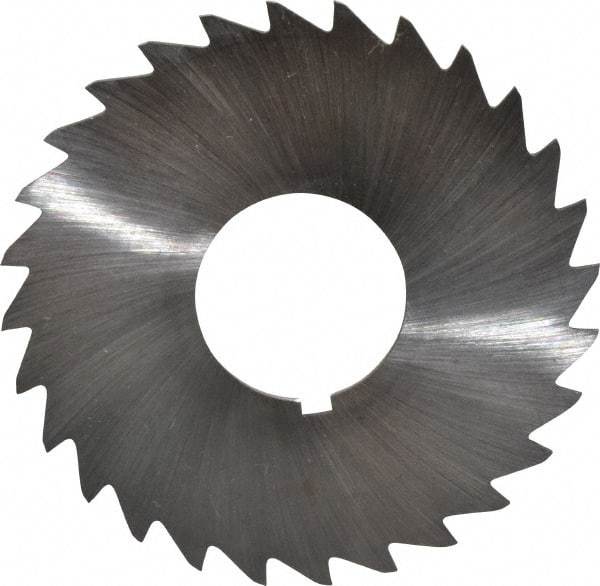 Made in USA - 2-1/2" Diam x 3/64" Blade Thickness x 7/8" Arbor Hole Diam, 28 Tooth Slitting and Slotting Saw - Arbor Connection, Right Hand, Uncoated, High Speed Steel, Concave Ground, Contains Keyway - A1 Tooling