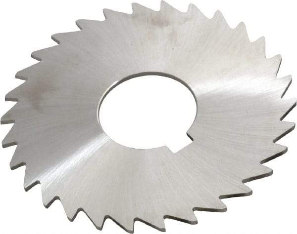 Made in USA - 3" Diam x 1/16" Blade Thickness x 1" Arbor Hole Diam, 30 Tooth Slitting and Slotting Saw - Arbor Connection, Right Hand, Uncoated, High Speed Steel, Concave Ground, Contains Keyway - A1 Tooling