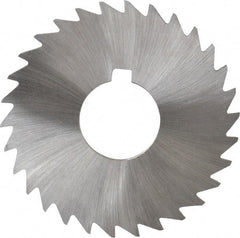 Made in USA - 3" Diam x 3/32" Blade Thickness x 1" Arbor Hole Diam, 30 Tooth Slitting and Slotting Saw - Arbor Connection, Right Hand, Uncoated, High Speed Steel, Concave Ground, Contains Keyway - A1 Tooling