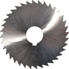 Made in USA - 4" Diam x 1/8" Blade Thickness x 1" Arbor Hole Diam, 36 Tooth Slitting and Slotting Saw - Arbor Connection, Right Hand, Uncoated, High Speed Steel, Concave Ground, Contains Keyway - A1 Tooling