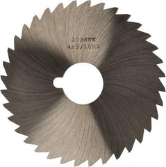 Made in USA - 4" Diam x 3/16" Blade Thickness x 1" Arbor Hole Diam, 36 Tooth Slitting and Slotting Saw - Arbor Connection, Right Hand, Uncoated, High Speed Steel, Concave Ground, Contains Keyway - A1 Tooling