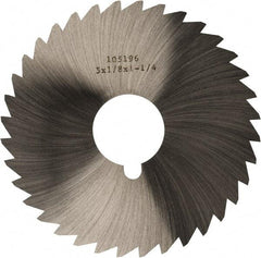 Made in USA - 5" Diam x 1/8" Blade Thickness x 1-1/4" Arbor Hole Diam, 40 Tooth Slitting and Slotting Saw - Arbor Connection, Right Hand, Uncoated, High Speed Steel, Concave Ground, Contains Keyway - A1 Tooling