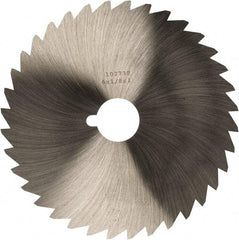 Made in USA - 6" Diam x 1/8" Blade Thickness x 1" Arbor Hole Diam, 44 Tooth Slitting and Slotting Saw - Arbor Connection, Right Hand, Uncoated, High Speed Steel, Concave Ground, Contains Keyway - A1 Tooling