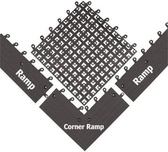 Wearwell - 18" Long x 18" Wide x 7/8" Thick, Anti-Fatigue Modular Matting Open Grid - Male & Female, 4 Interlocking Sides, Charcoal, For Dry & Wet Areas, Series 558 - A1 Tooling