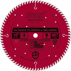 Freud - 10" Diam, 5/8" Arbor Hole Diam, 80 Tooth Wet & Dry Cut Saw Blade - Carbide-Tipped, Standard Round Arbor - A1 Tooling