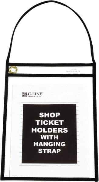 C-LINE - 15 Piece Clear Hanging Strap Stitched Shop Ticket Holder - 12" High x 9" Wide - A1 Tooling