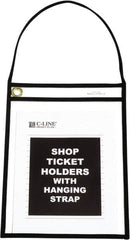 C-LINE - 15 Piece Clear Hanging Strap Stitched Shop Ticket Holder - 12" High x 9" Wide - A1 Tooling