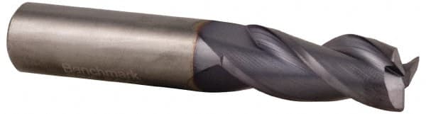 Accupro - 1/4", 3 Flute, Single End, Solid Carbide, 0.02" Corner Radius End Mill - 2" OAL, 35° Helix, Right Hand Flute, 3/8" LOC, Right Hand Cut - A1 Tooling